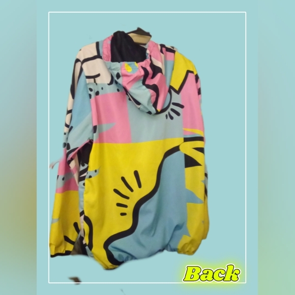 90's Vibe Reason Half-Zip Windbreaker Hooded Jacket - Sz Med - Unisex - Picture 3 of 3